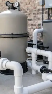 Pool equipment beside the pool